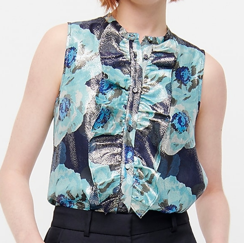 NWT J. Crew Ruffle Front Floral Top